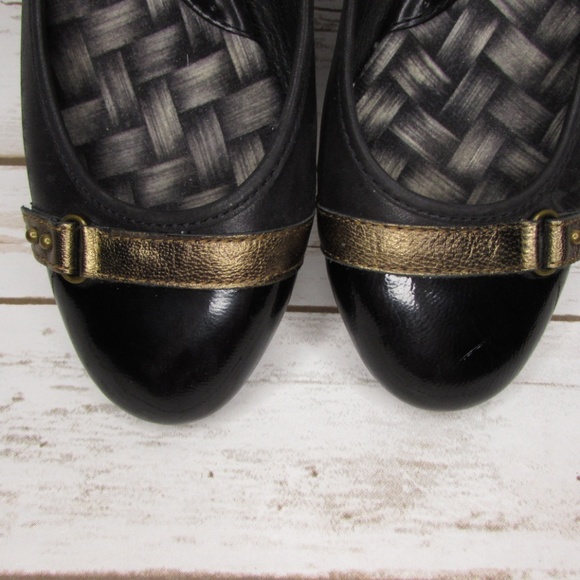 Born Black Leather Ballet Flats Bronze Strap 7 - Picture 8 of 8